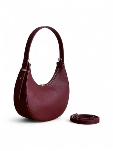 Torebka skórzana bordowa na ramię półksiężyc MOON Venasti minimalistyczna elegancka3 2.webp