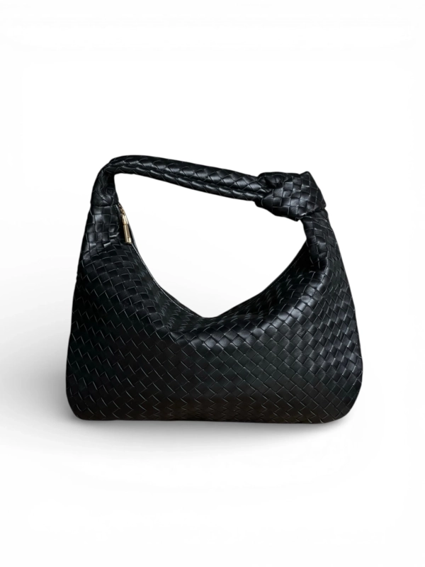Torebka hobo czarne skórzana pleciona intrecciato na ramię Vincolo Venasti2.webp