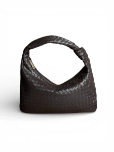 Torebka hobo brązowa skórzana pleciona intrecciato na ramię Vincolo Venasti1.webp