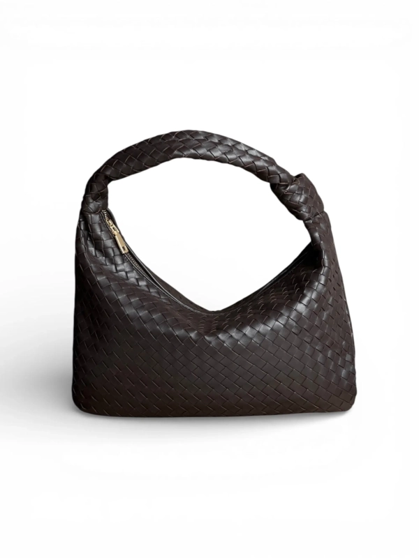 Torebka hobo brązowa skórzana pleciona intrecciato na ramię Vincolo Venasti1.webp