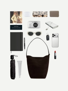 Torebka skórzana zamszowa bucket bag shopper sredni czekoladowa brązowa BRUNA Venasti.webp